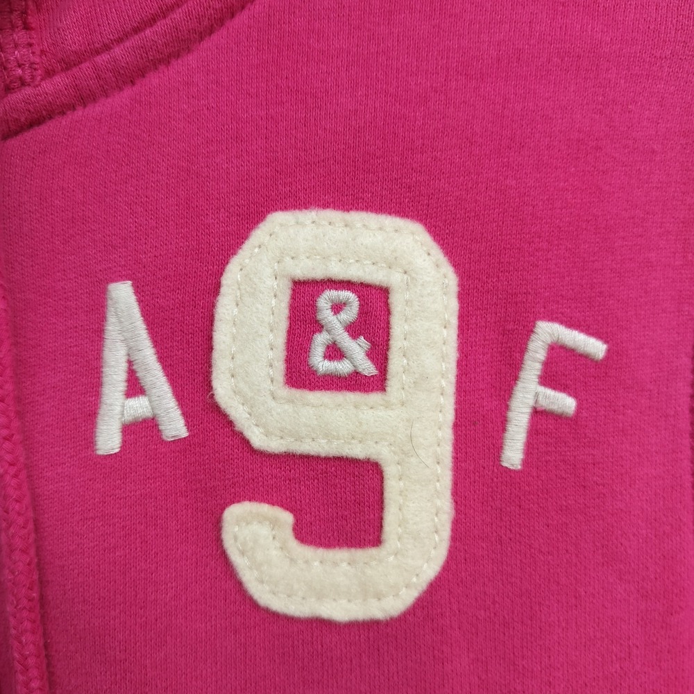 Abercrombie‎ & Fitch Y2K Logo Applique Hoodie Pink A&F Classic Preppy - Picture 3 of 8